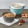 Universal Set of 3 Plastic Mixing Bowls Aqua Blue, Gray and White