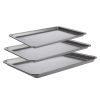 (2 pack) PRO Nonstick Steel 3pc Baking Sheet Set , 17" x 11", 15" x 10" and 9" x 13", Gray
