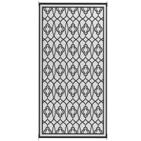 Reversible Outdoor Rug, Waterproof Plastic Straw With Carry Bag, 9 X 18, Black & White Lantern (Option: Black)
